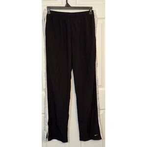 Nike Women's Black Open Hem Track Pants Wind-pants White Striped Size XL (16-18)